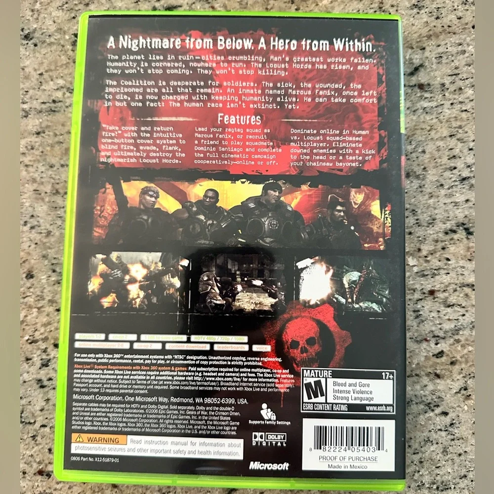 Microsoft Gears of War for Xbox 360 - Green Case
